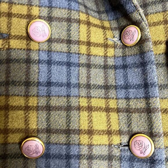 Vintage Cashmere and Wool Plaid Blazer Jacket 40 Made in Italy Preppy Academia - Picture 8 of 9